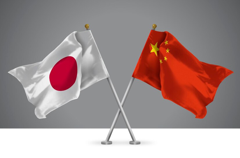 Ilustrasi Bendera Jepang dan China