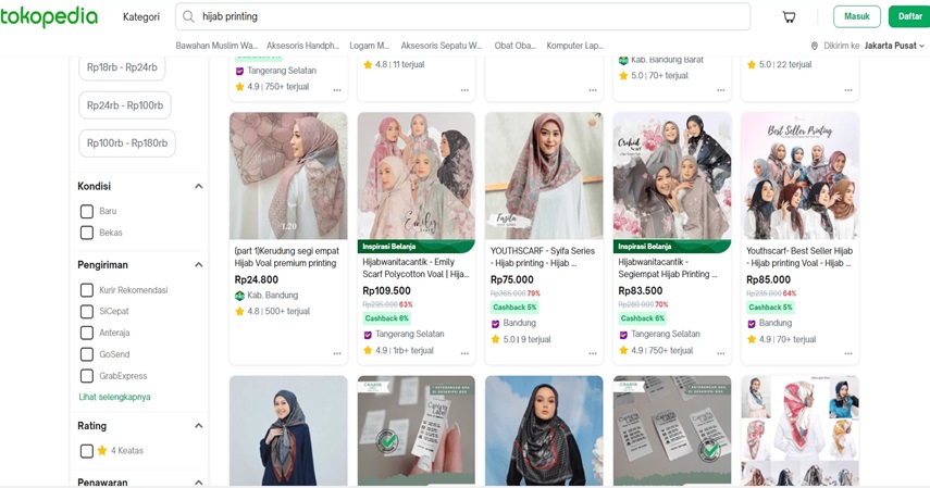 Penjualan jilbab melalui marketplace